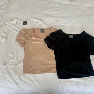 3 Nude Shirt Crop Top Bundle
